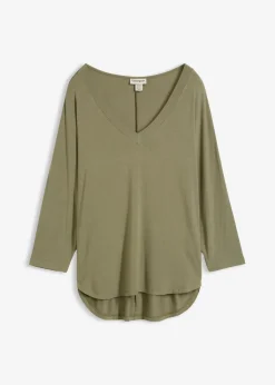 bonprix Shirts & Tops|Shirt aus fließendem Viskose-Mix oliv