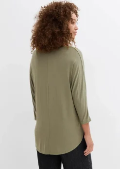 bonprix Shirts & Tops|Shirt aus fließendem Viskose-Mix oliv