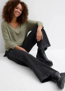 bonprix Shirts & Tops|Shirt aus fließendem Viskose-Mix oliv