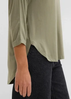 bonprix Shirts & Tops|Shirt aus fließendem Viskose-Mix oliv