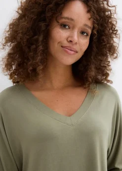 bonprix Shirts & Tops|Shirt aus fließendem Viskose-Mix oliv