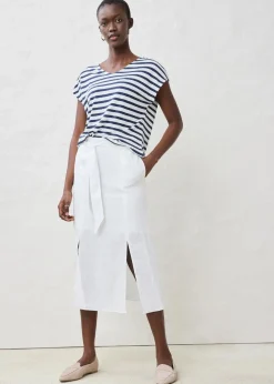 bonprix Shirts & Tops|Premium|Shirt aus reinem Leinen mit Fledermausärmeln dunkelblau/weiß gestreift