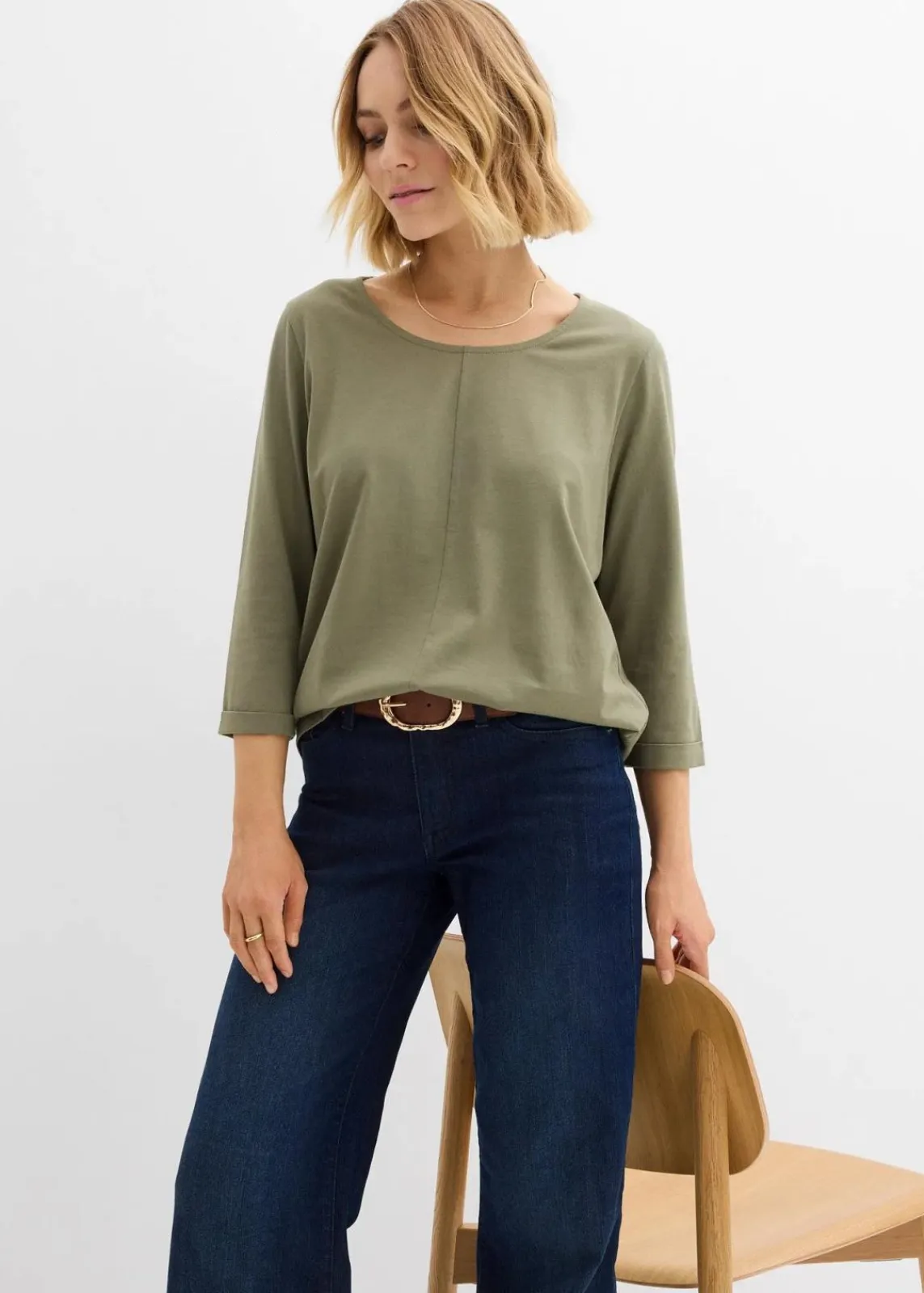 bonprix Shirts & Tops|Nachhaltigere Materialien|Shirt aus reiner Baumwolle oliv