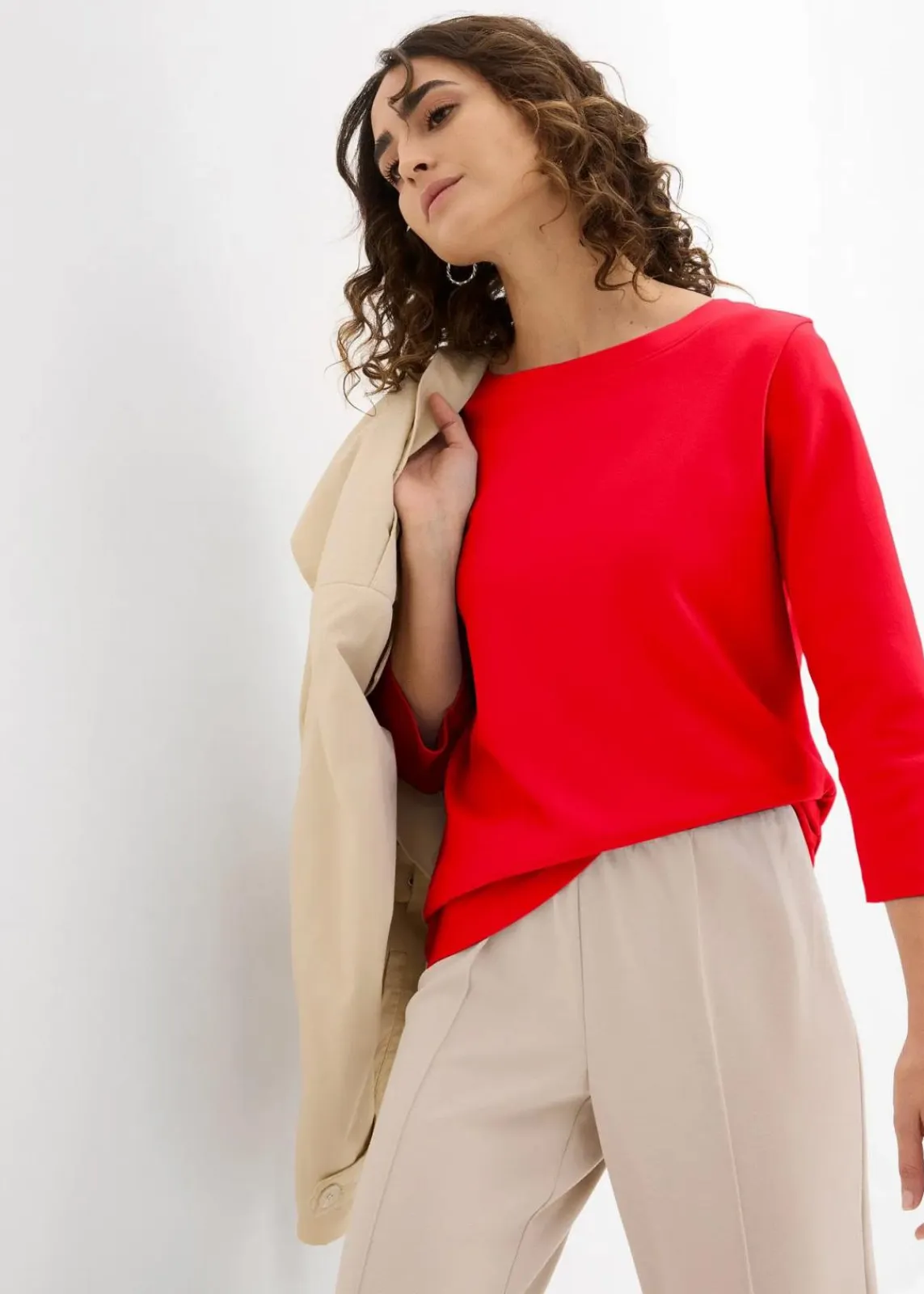 bonprix Bekleidung·Röcke|Basics|Shirt aus reiner schwerer Bio-Baumwolle lavarot