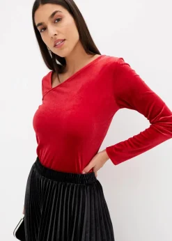 bonprix Shirts & Tops|Shirt aus softem Samt chillirot