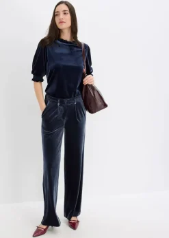 bonprix Shirts & Tops|Shirt aus softem Samt dunkelblau