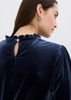 bonprix Shirts & Tops|Shirt aus softem Samt dunkelblau