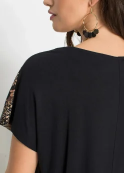 bonprix Nachhaltigere Materialien|Shirts & Tops|Shirt aus softem Viskose-Mix schwarz graphisch bedruckt