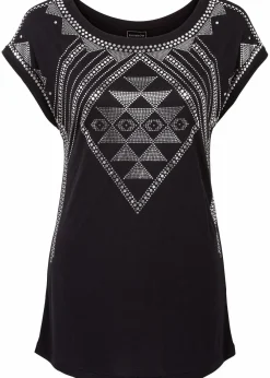 bonprix Nachhaltigere Materialien|Shirts & Tops|Shirt aus softer Viskose schwarz/silber