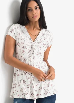 bonprix Nachhaltigere Materialien|Shirts & Tops|Shirt aus Viskose-Mix weiß geblümt
