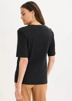 bonprix Shirts & Tops|Shirt mit Druck anthrazit meliert