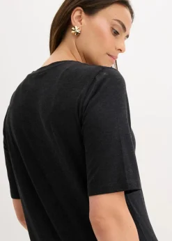 bonprix Shirts & Tops|Shirt mit Druck anthrazit meliert