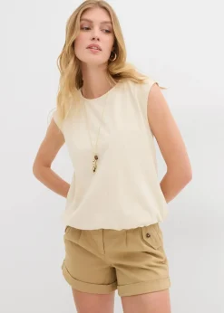 bonprix Shirts & Tops|Shirt mit elastischem Bündchen natur