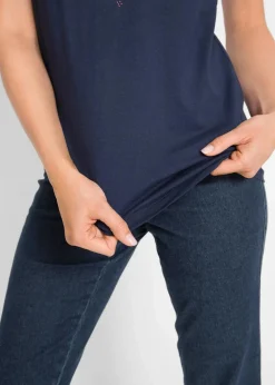 bonprix Nachhaltigere Materialien|Shirts & Tops|Shirt mit Herzdruck aus Bio-Baumwolle dunkelblau bedruckt