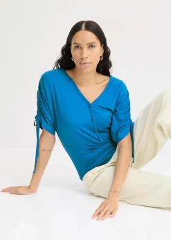 bonprix Shirts & Tops|Shirt mit Knopfleiste gletscherblau