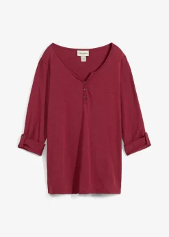 bonprix Shirts & Tops|Nachhaltigere Materialien|Shirt mit Knopfleiste aus reiner Bio-Baumwolle bordeaux