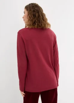 bonprix Shirts & Tops|Nachhaltigere Materialien|Shirt mit Knopfleiste aus reiner Bio-Baumwolle bordeaux