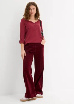 bonprix Shirts & Tops|Nachhaltigere Materialien|Shirt mit Knopfleiste aus reiner Bio-Baumwolle bordeaux