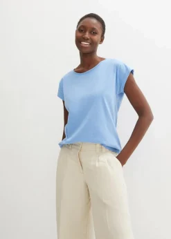 bonprix Shirts & Tops|Premium|Shirt mit Seidenanteil mittelblau