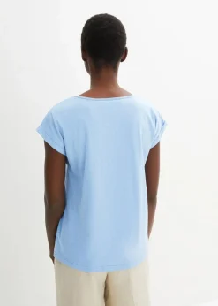 bonprix Shirts & Tops|Premium|Shirt mit Seidenanteil mittelblau