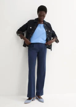 bonprix Shirts & Tops|Premium|Shirt mit Seidenanteil mittelblau