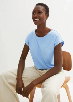 bonprix Shirts & Tops|Premium|Shirt mit Seidenanteil mittelblau