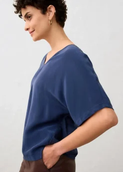 Shirt mit Seidenanteil und Webeinsatz|bonprix Hot