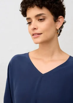 Shirt mit Seidenanteil und Webeinsatz|bonprix Hot