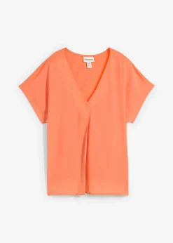 Shirt mit Seidenanteil und Webeinsatz|bonprix