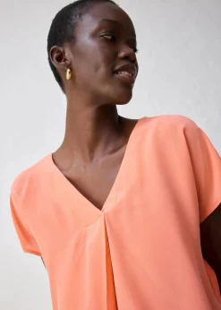 Shirt mit Seidenanteil und Webeinsatz|bonprix