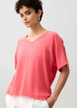 Shirt mit Seidenanteil und Webeinsatz|bonprix Discount