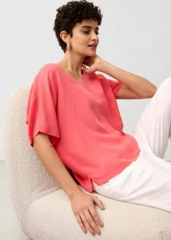 Shirt mit Seidenanteil und Webeinsatz|bonprix Discount