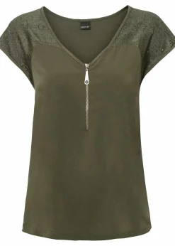 Shirt mit Spitzeneinsatz|bonprix Online