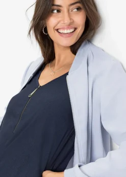 bonprix Shirts & Tops|Nachhaltigere Materialien|Shirt mit Spitzeneinsatz dunkelblau