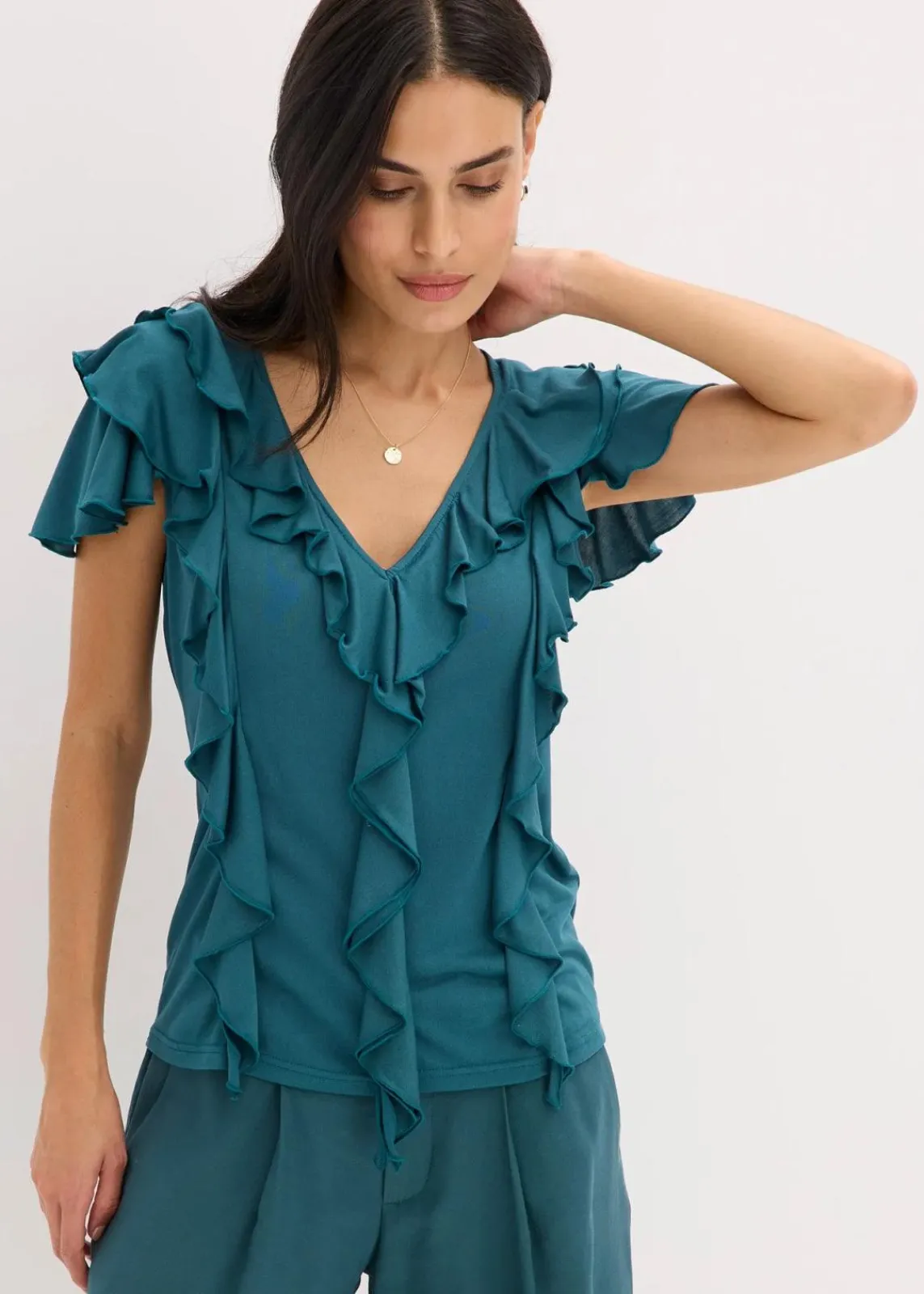 Shirt mit Volants aus softem Modal-Mix|bonprix Clearance