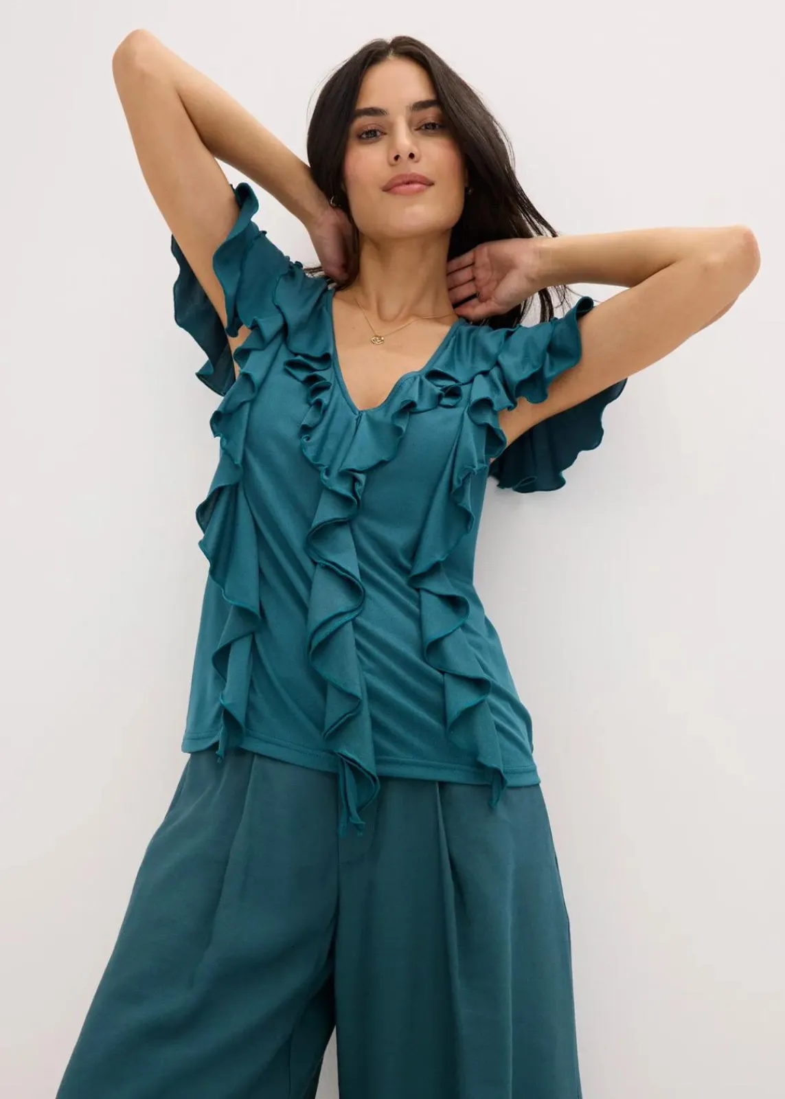 Shirt mit Volants aus softem Modal-Mix|bonprix Clearance