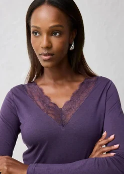 bonprix Premium|Shirts & Tops|Shirt mit Wolle pflaume