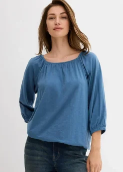 bonprix Shirts & Tops|Nachhaltigere Materialien|Shirtbluse aus reiner Bio-Baumwolle wellenblau