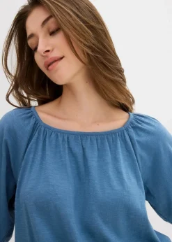 bonprix Shirts & Tops|Nachhaltigere Materialien|Shirtbluse aus reiner Bio-Baumwolle wellenblau