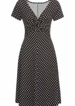 bonprix Nachhaltigere Materialien|Kleider|Shirtkleid schwarz/weiß gepunktet