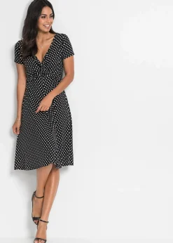 bonprix Nachhaltigere Materialien|Kleider|Shirtkleid schwarz/weiß gepunktet