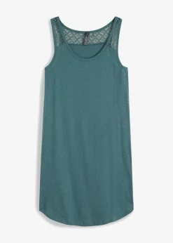 bonprix Bekleidung·Pullover & Strickjacken|Kleider|Shirtkleid aus Baumwolle mit Spitze graugrün