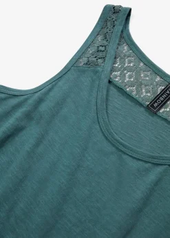 bonprix Bekleidung·Pullover & Strickjacken|Kleider|Shirtkleid aus Baumwolle mit Spitze graugrün