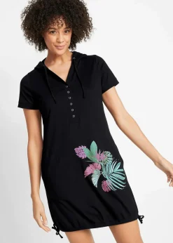 bonprix Strandmode|Bademode·Strandmode|Shirtkleid aus reiner Baumwolle schwarz