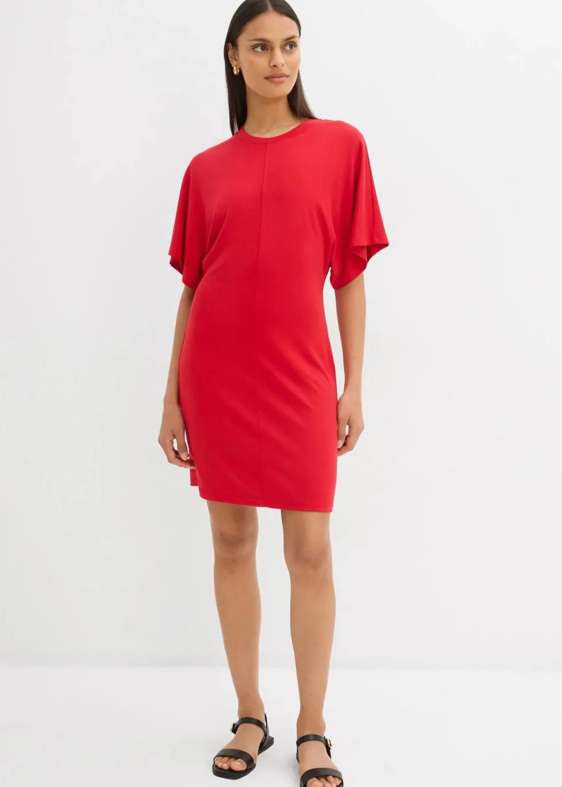 bonprix Kleider|Shirtkleid aus softem Punto di Roma salsarot