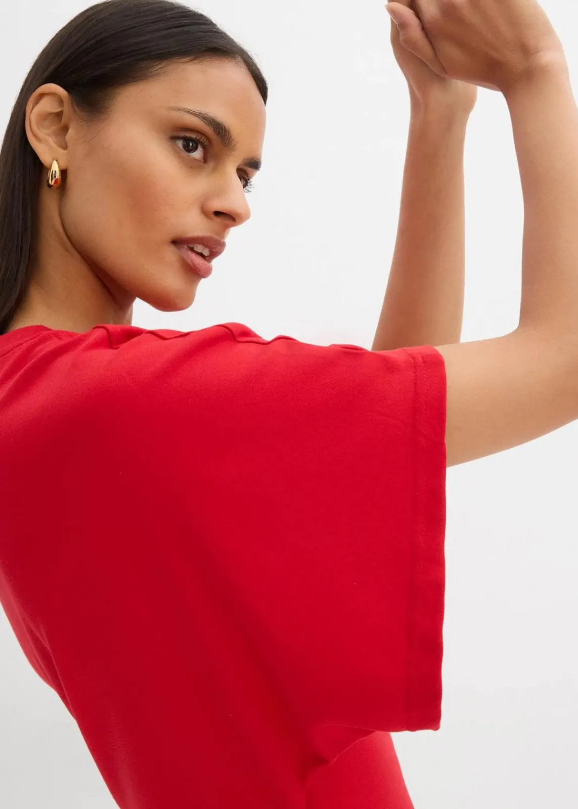 bonprix Kleider|Shirtkleid aus softem Punto di Roma salsarot