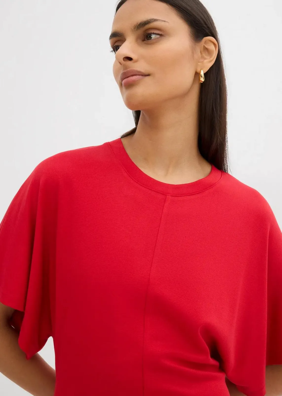 bonprix Kleider|Shirtkleid aus softem Punto di Roma salsarot