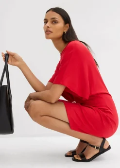 bonprix Kleider|Shirtkleid aus softem Punto di Roma salsarot