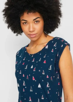 Shirtkleid mit Flügelärmeln und Druck|bonprix