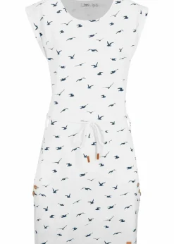 bonprix Bekleidung·Pullover & Strickjacken|Kleider|Shirtkleid mit Flügelärmeln und Druck wollweiß bedruckt